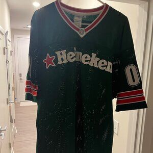 Vintage Heineken Jersey Big Spellout Logo Patches Mesh 08 Green Red Mens Large